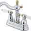 Grifo lavabo centrado 4pulg mango palanca porcelana cromo