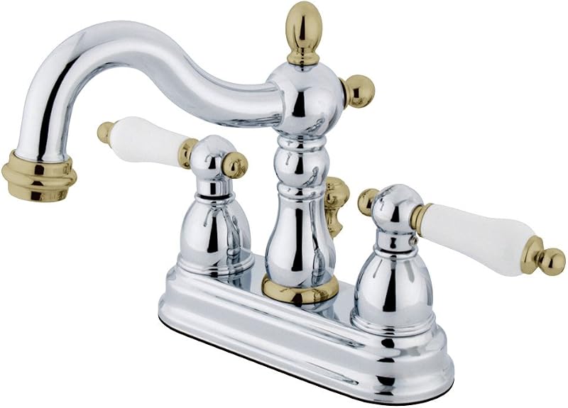 Grifo lavabo centrado 4pulg mango palanca porcelana cromo