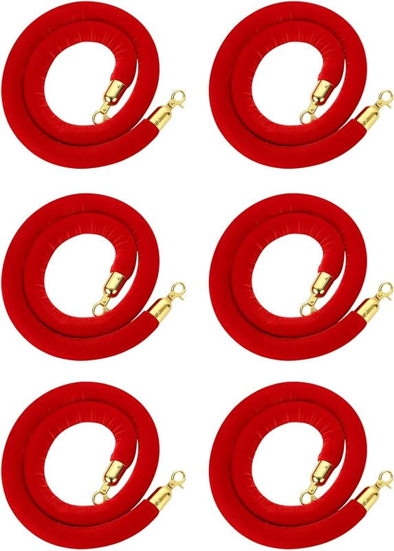 6 Cuerdas Anclaje Terciopelo Rojo 5ft Cierres Dorados