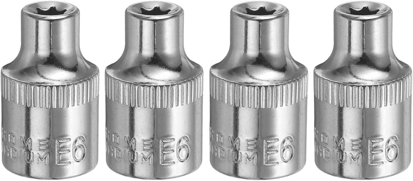 4 Pzas E-Torx 3/8" E6 Socket Star Bit para Auto y Hogar