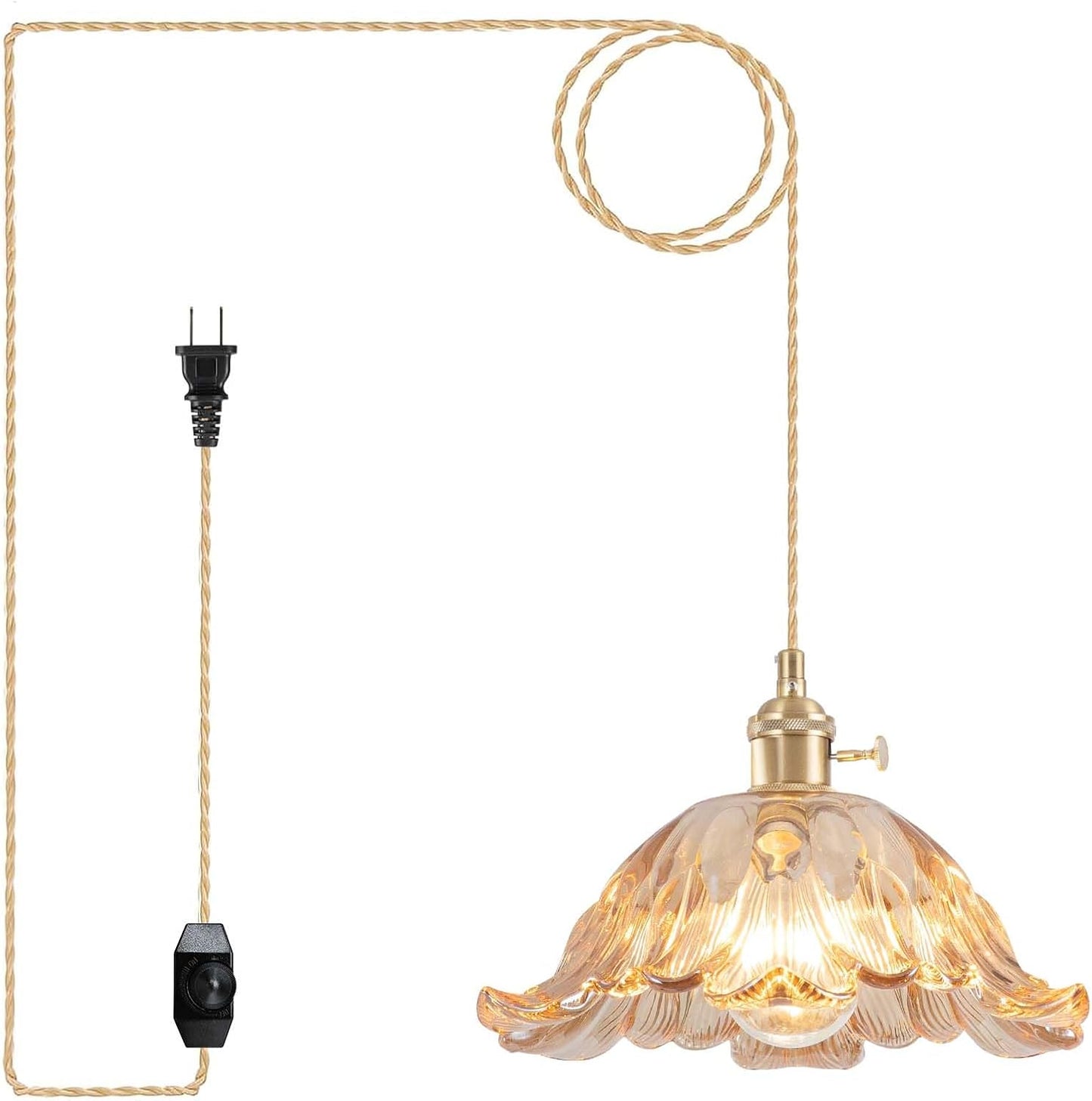 Lámpara colgante flor vidrio ámbar 11pulg E26 para cocina