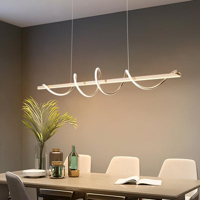 Lámpara colgante LED dorado forma serpiente comedor isla