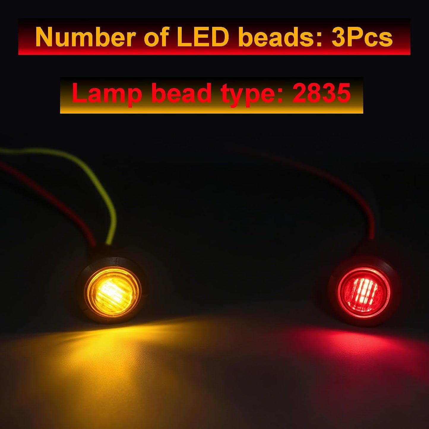 Set 20 Luces LED 3/4pulg Advertencia Laterales Camión Remolque