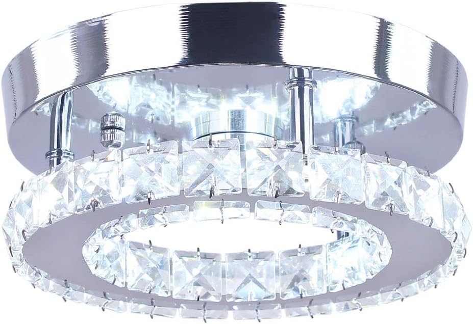 Lámpara techo cristal led semiempotrada redonda blanca