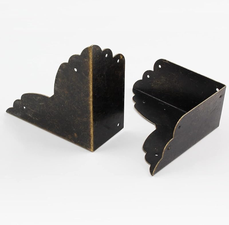 4 Protectores Esquina Metal Bronce Antiguo 2.76x2.76x1.18pulg