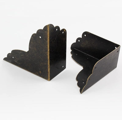 4 Protectores Esquina Metal Bronce Antiguo 2.76x2.76x1.18pulg