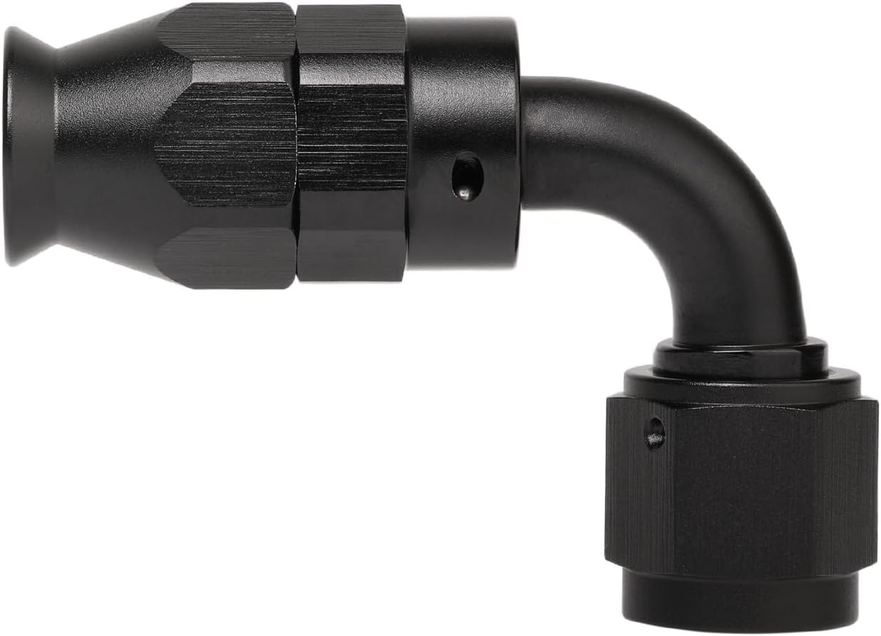 Conexión manguera PTFE codo aluminio negro 90grados