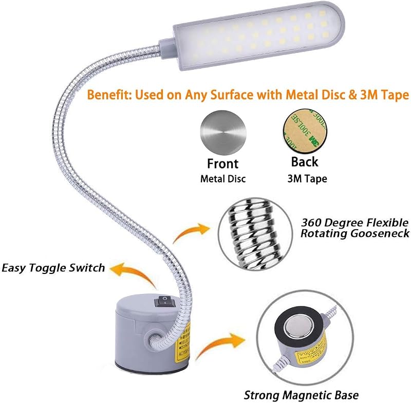 Lámpara coser LED magnética 30led 6w con cuello cisne flexible