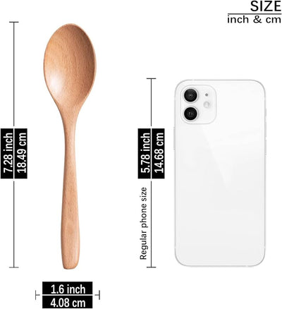 6 Pzas Cucharas Madera Haya Lisa 7.3pulg para Miel Café Té
