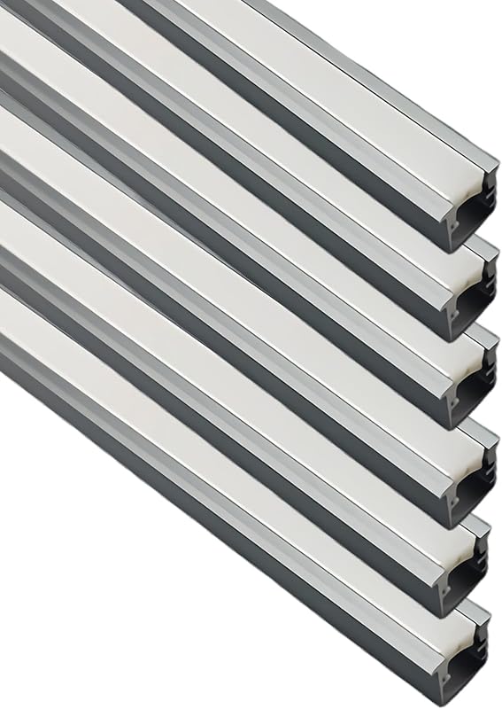 6 Pzas Perfiles LED Aluminio 1.0m Cubierta Silicona Gris
