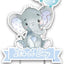 Cartel elefante azul globos texto It's A Boy baby shower