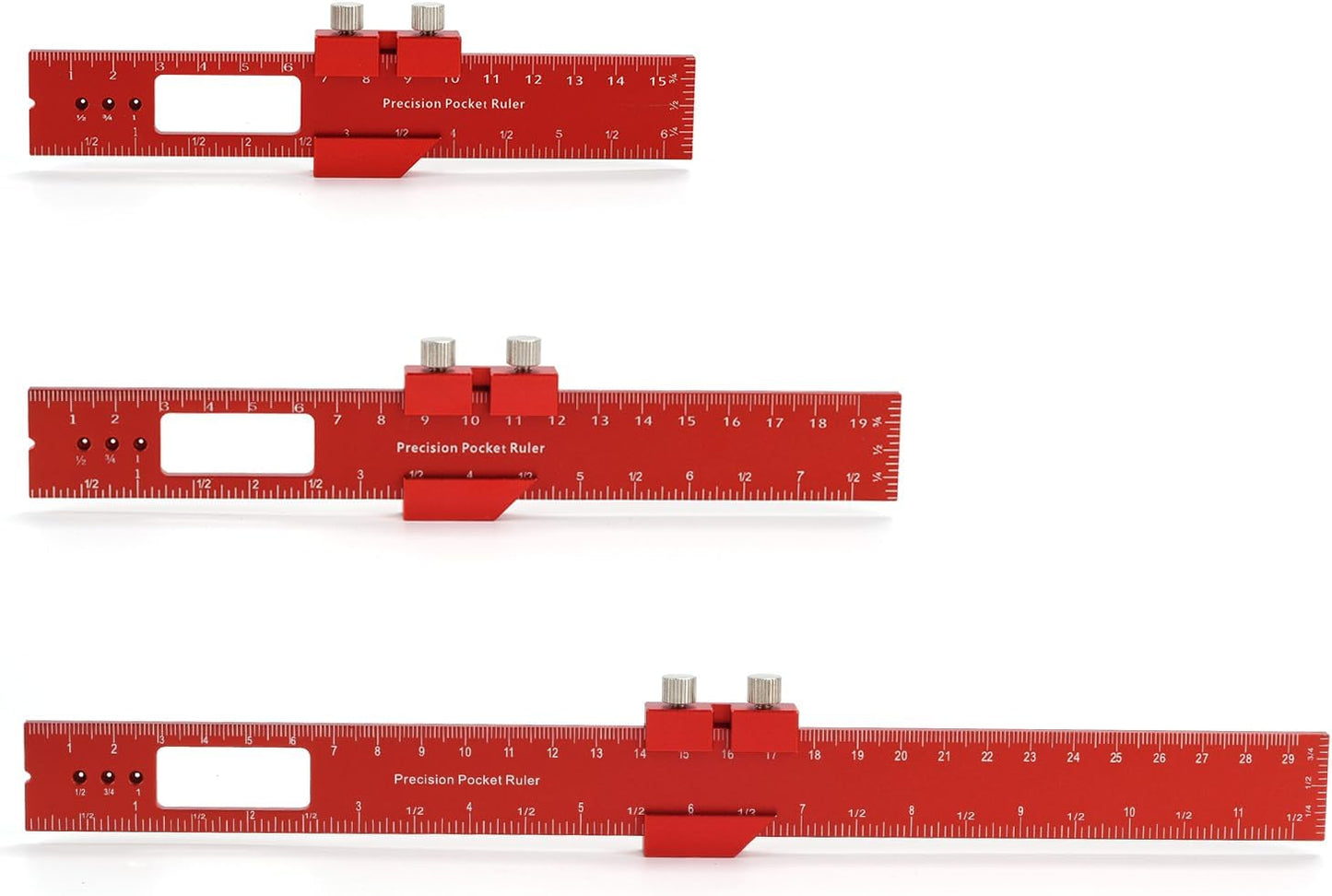 Regla en T de aluminio 3 pzas métricas/pulgadas rojo