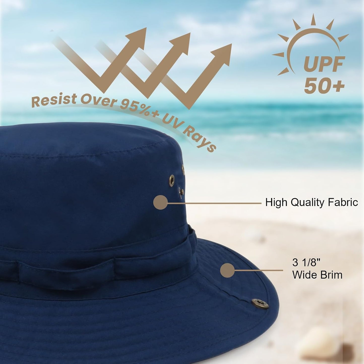 Sombrero pescador ala ancha UV para hombres mujeres