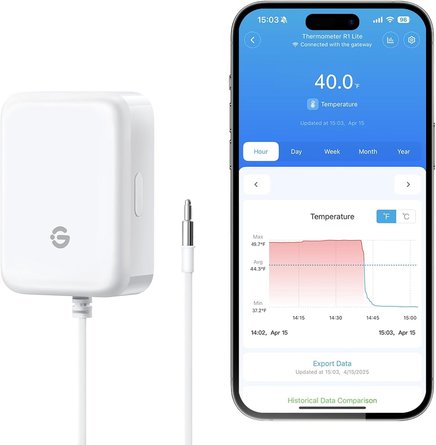 Termómetro refrigerador congelador Bluetooth app alarma