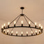 Candelabro rueda vagón 48" 20 luces negra rústica