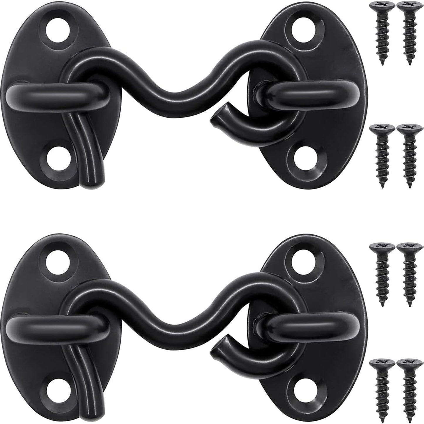 2 Cerraduras Puerta Granero 2pulg Gancho S Montaje Negro