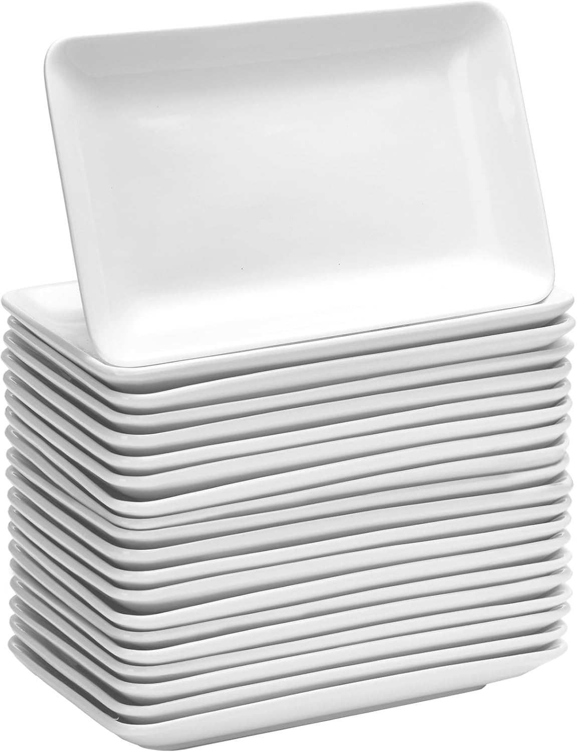 28 Pzas Platos Ensalada 8pulg Porcelana Rectangular Blanco