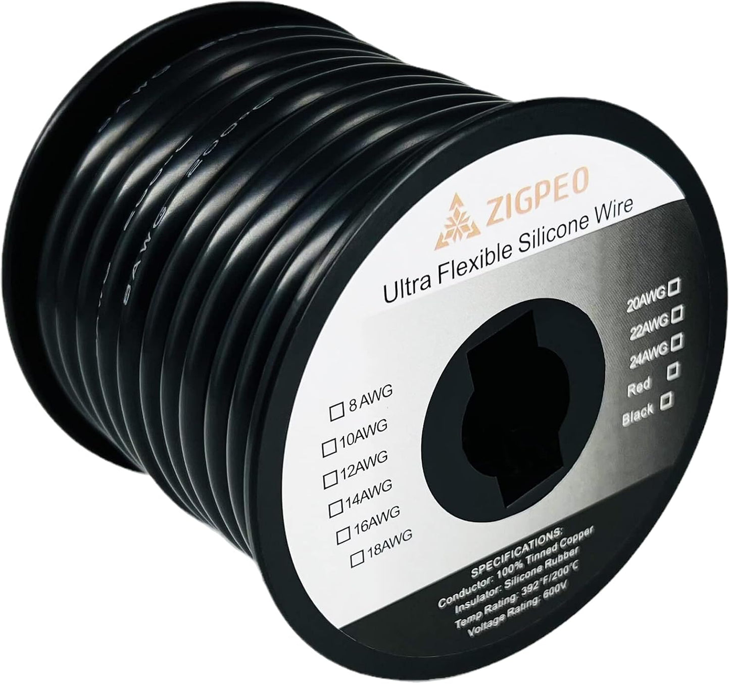 Alambre silicona 8 AWG 25ft negro cobre trenzado alta temp 600V