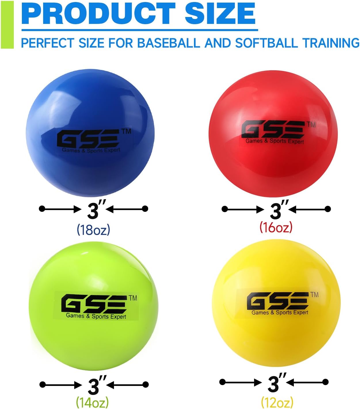 Pelotas béisbol entrenamiento 3" con peso