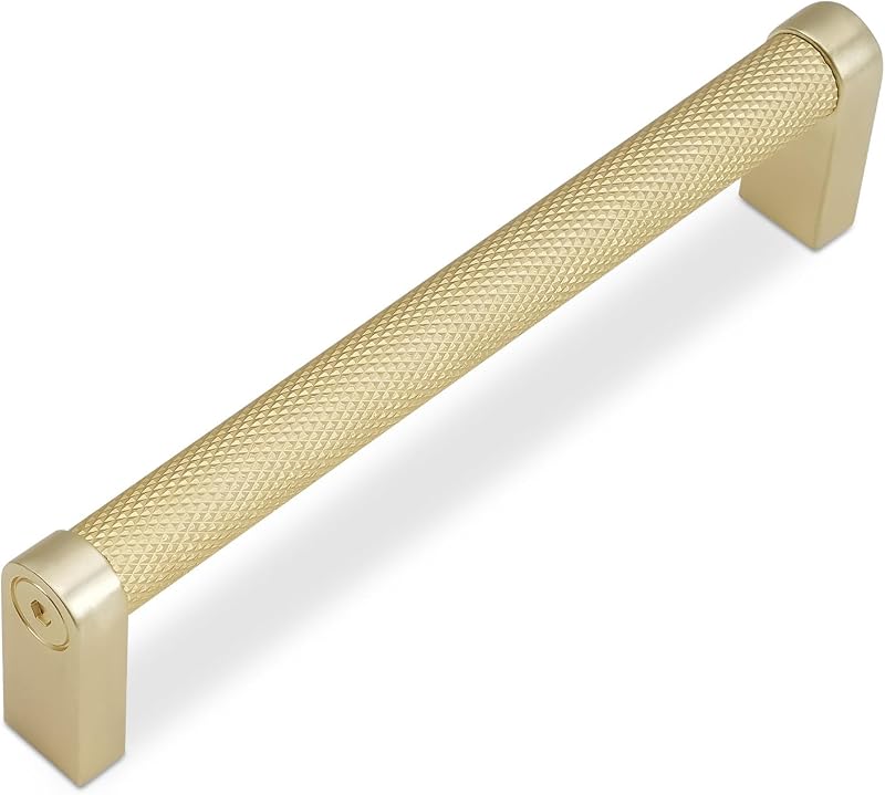 10 Manijas Gabinete Cepillado Oro 6-1/4"