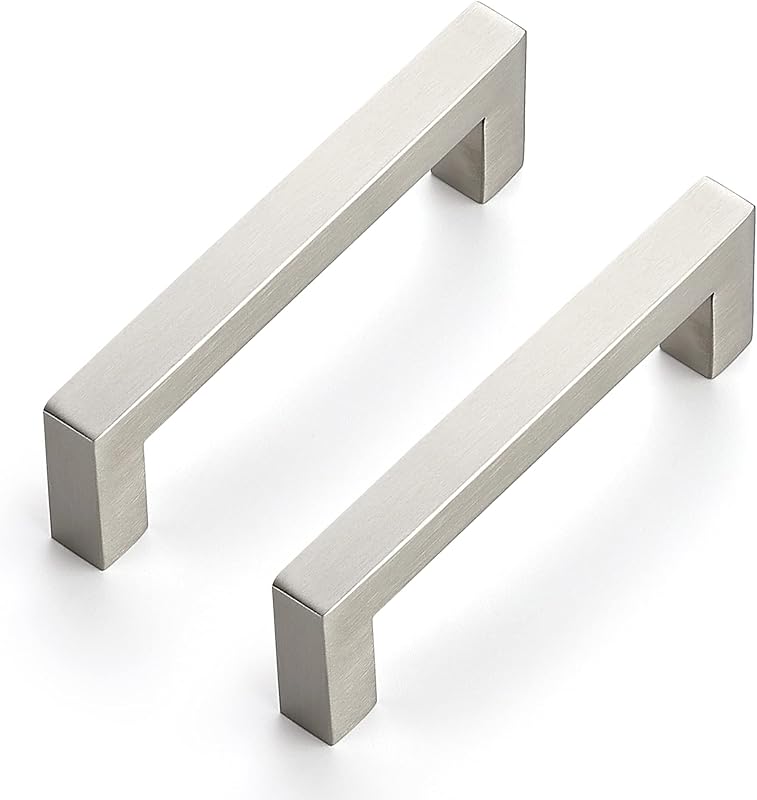 25 Manijas Cuadradas Níquel Cepillado Gabinete Cocina 4"
