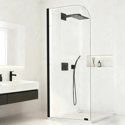 Panel ducha cristal 34x74pulg fijo con abrazaderas