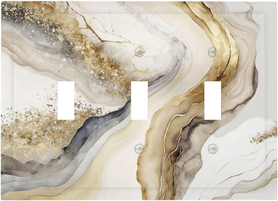 Cubierta interruptor decorativo luz triple oro blanco marmol