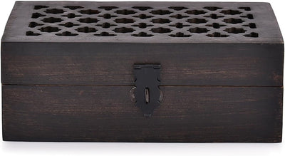 Caja decorativa madera mango con tapa bisagras 8x5x3pulg