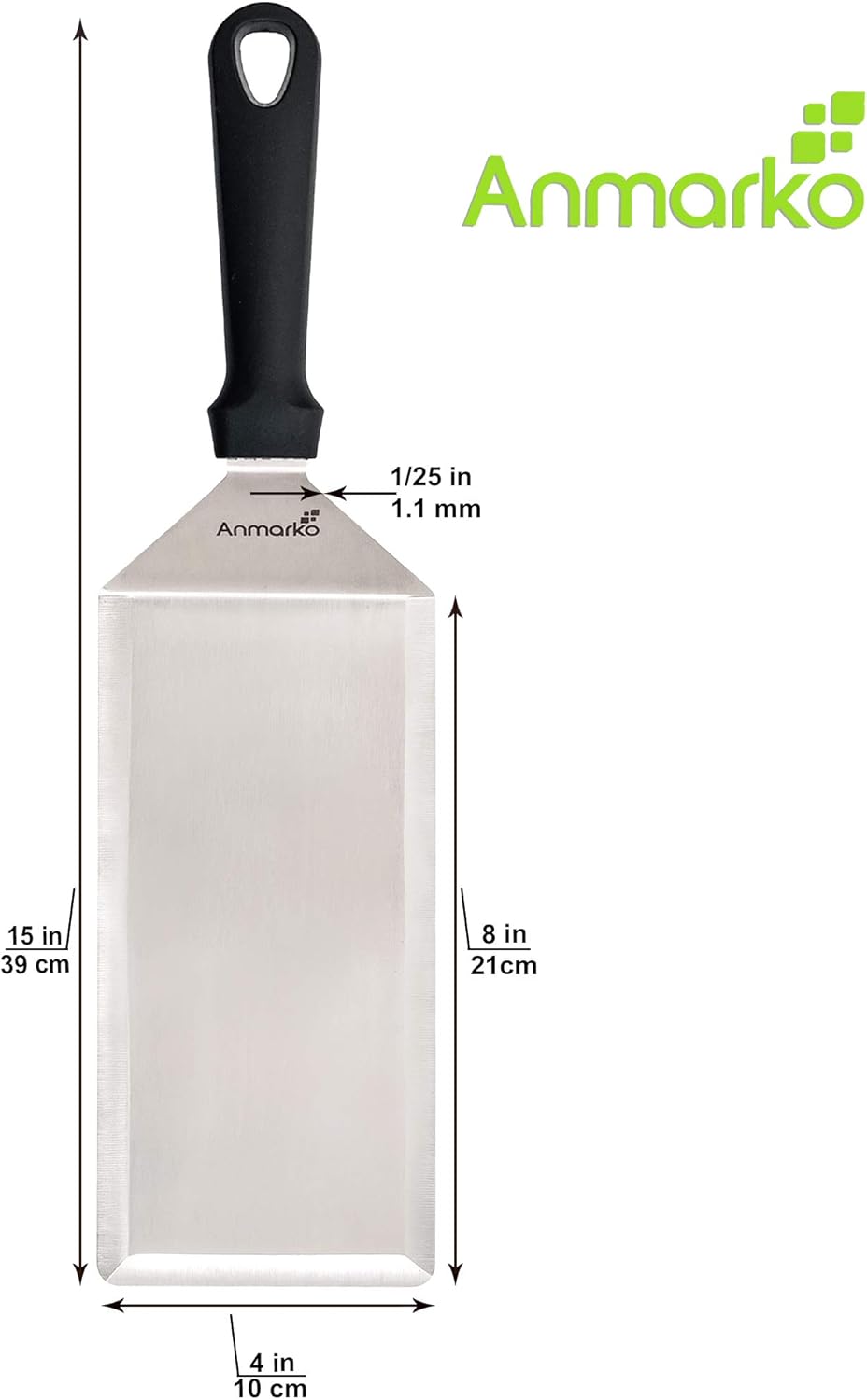 Espátula metal parrilla 4x8" rascador hamburguesas