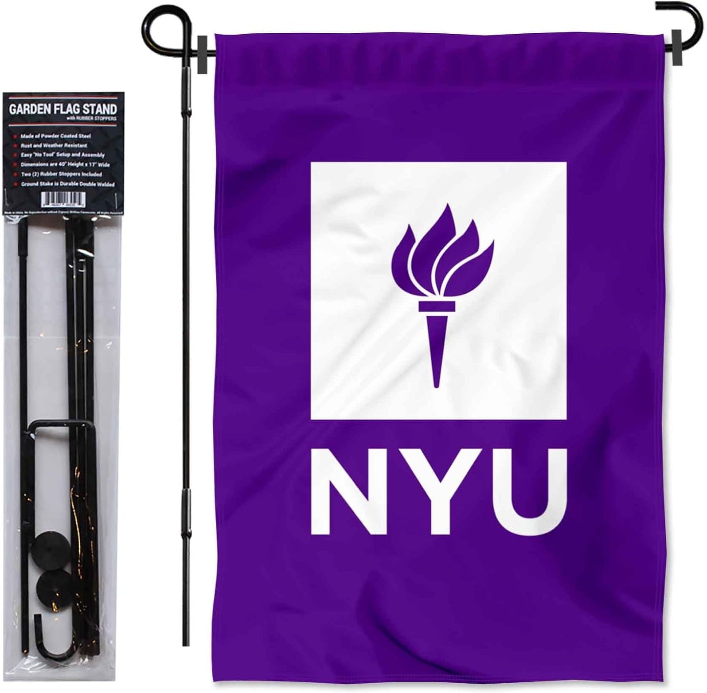 Bandera jardín New York Violets con soporte