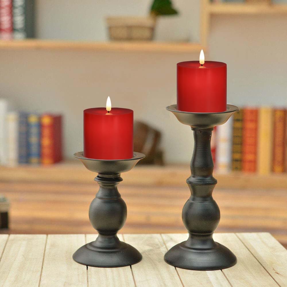 3 Velas Led Parpadeantes Cera Real 3x3pulg Con Temporizador