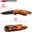 Cuchillo bolsillo plegable hoja serrada 3.25pulg aluminio naranja