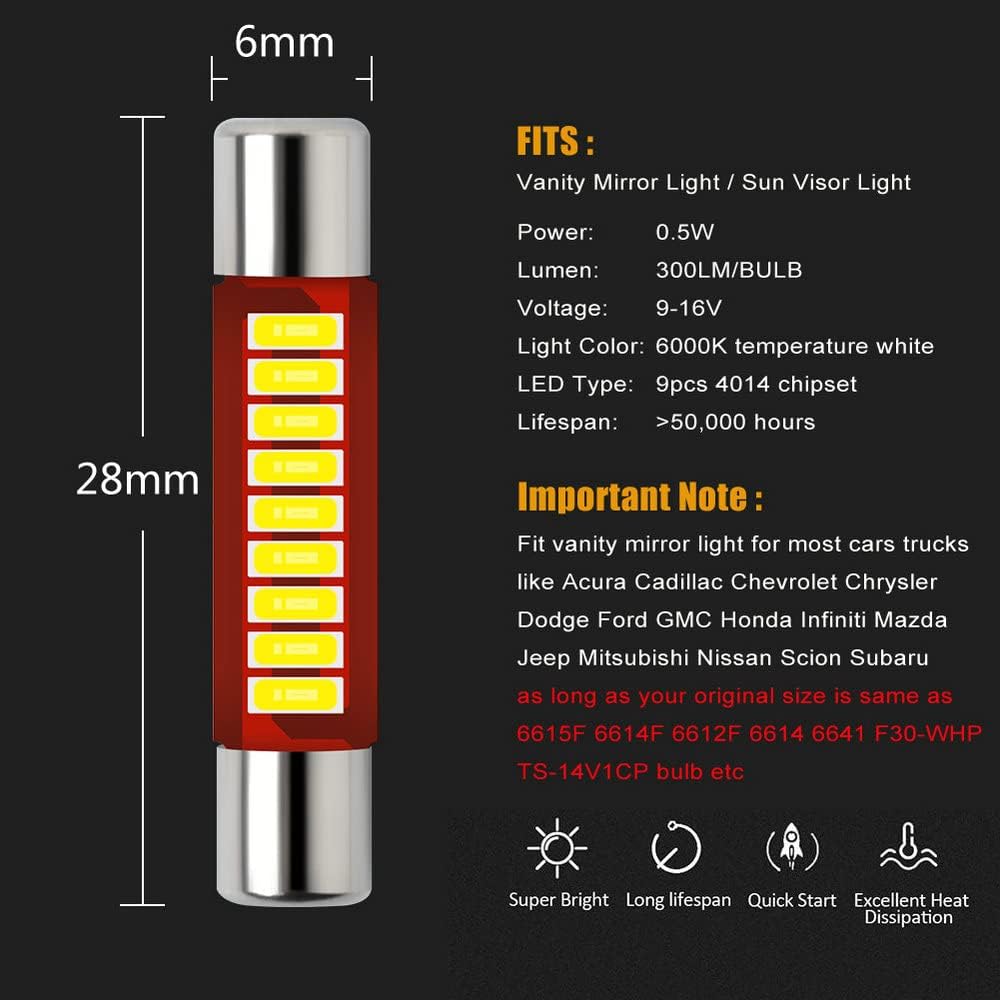 Luz LED para espejo vanidad 6000K 28mm 12V pack 10