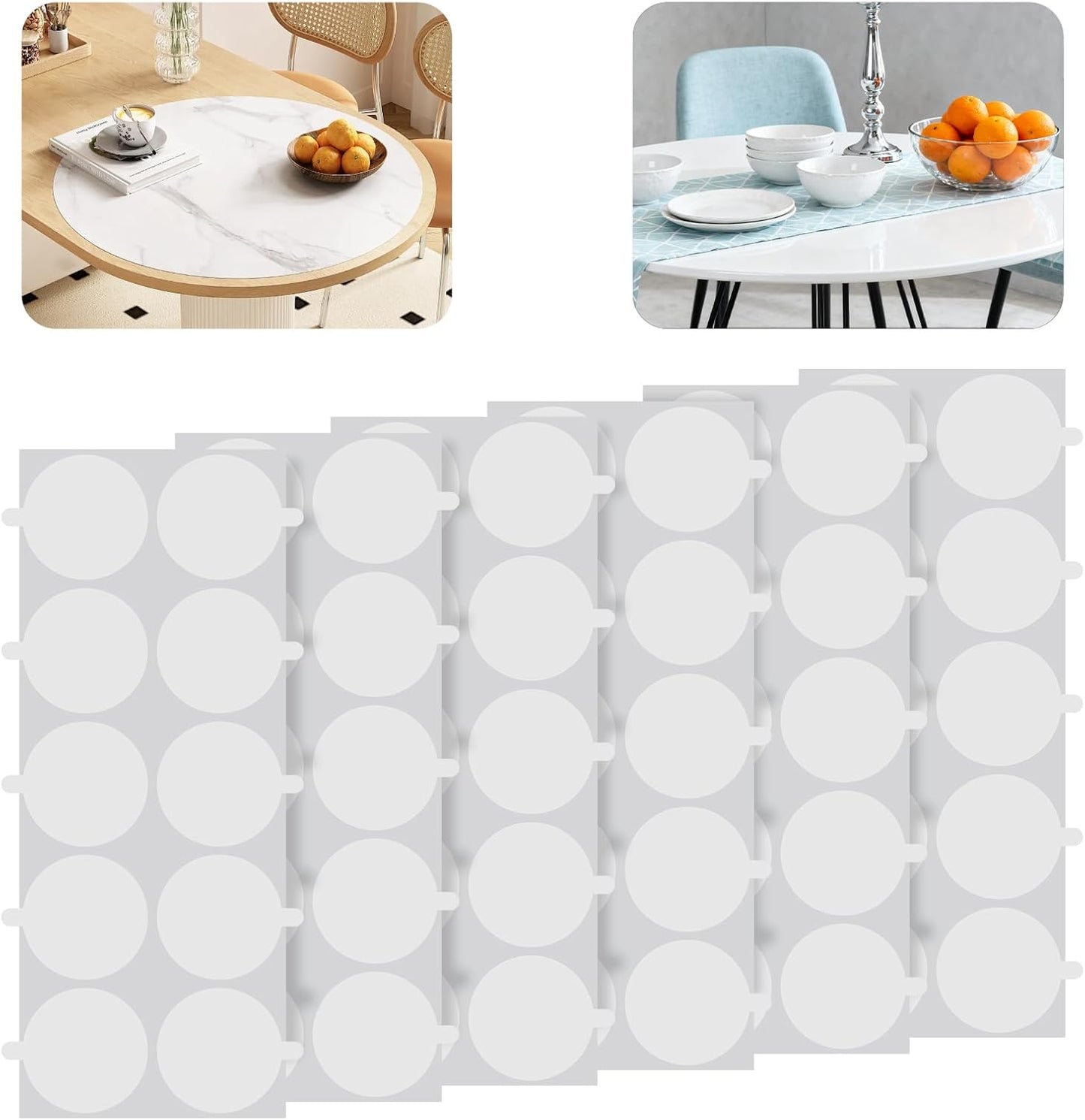 60 Clips Transparentes para Mantel Adhesivos Doble Cara