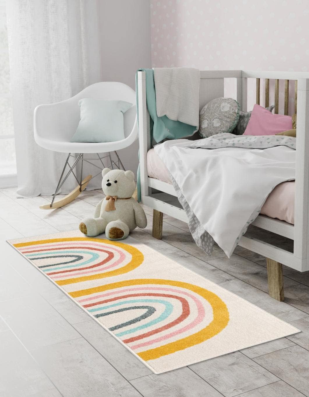 Alfombra área arco iris 2'2"x3'11" marfil/amarillo