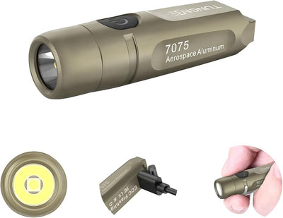 Linterna recargable llavero EDC camping 650 lúmenes caqui