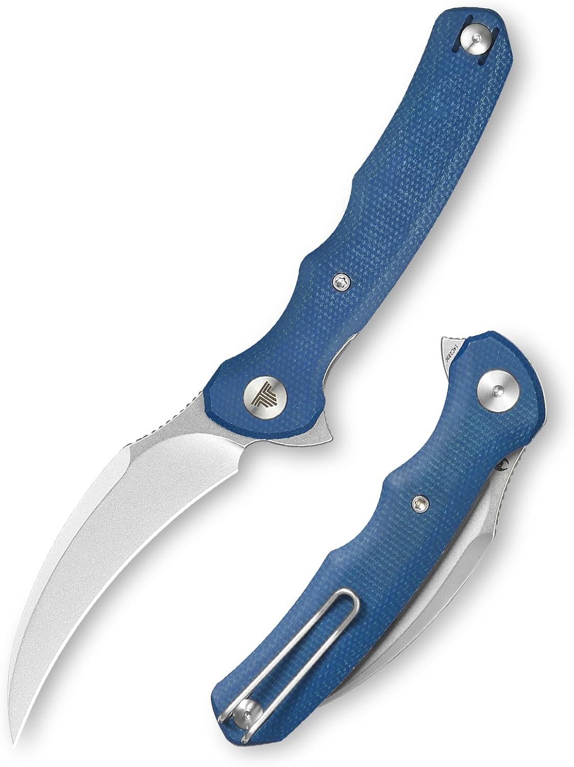 Cuchillo plegable Hawkbill EDC con clip alambre acero 14C28N