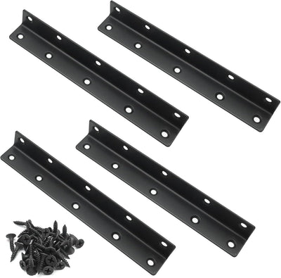4 Soportes L Acero Inox 8x1" para Estantes Negro