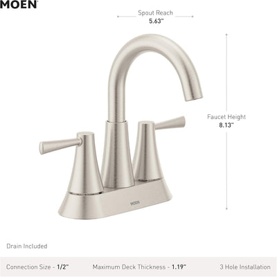 Grifo baño moderno 4pulg negro mate dos manijas