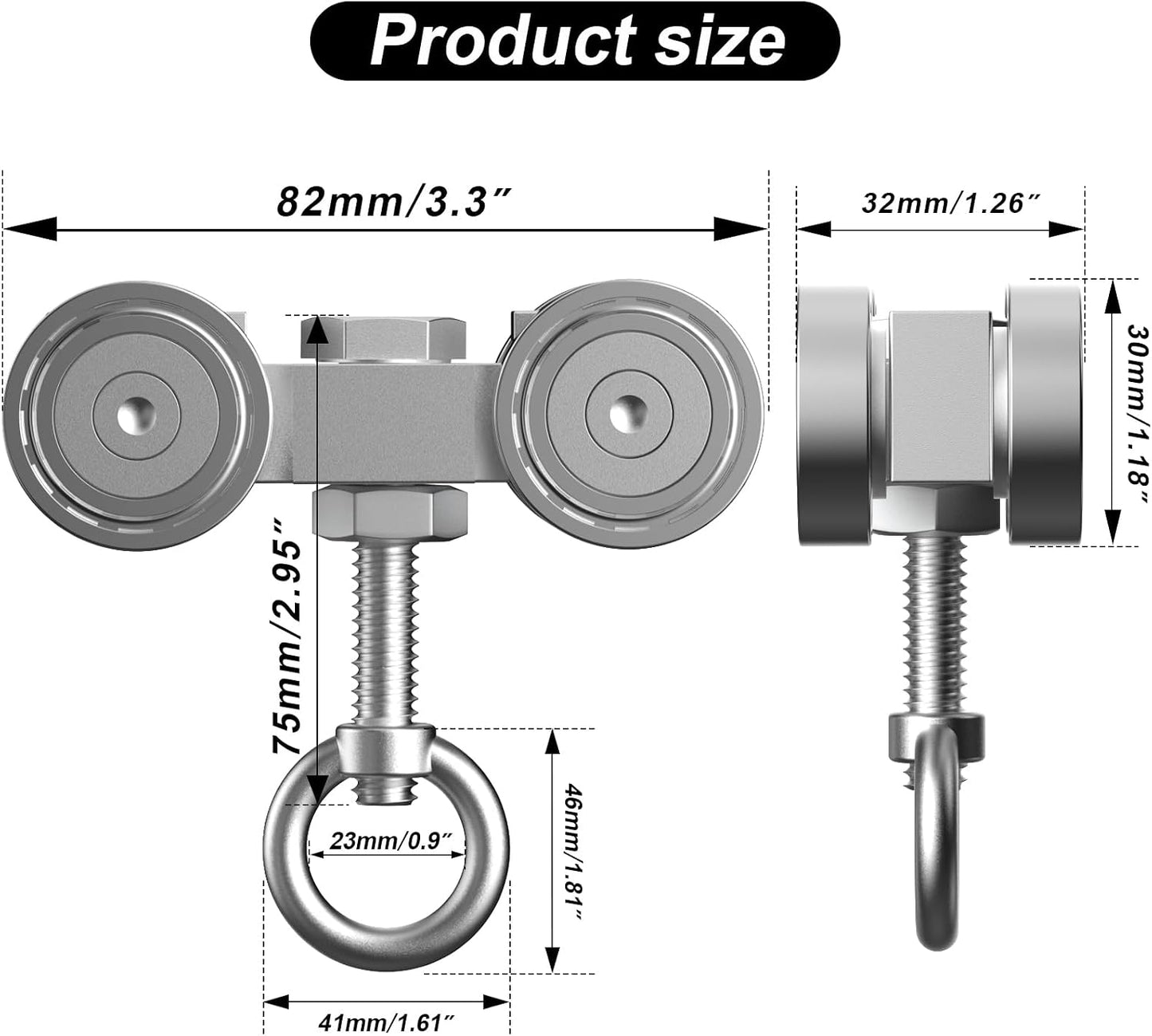 Carro 4 ruedas perno M10 para canales Unistrut 1-5/8 pulg