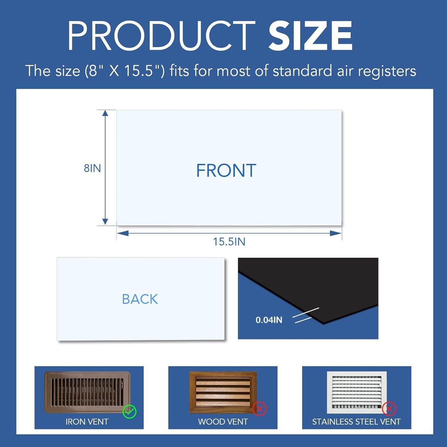 2 Pzas Cubiertas Magnéticas Ventilación 8x15.5pulg