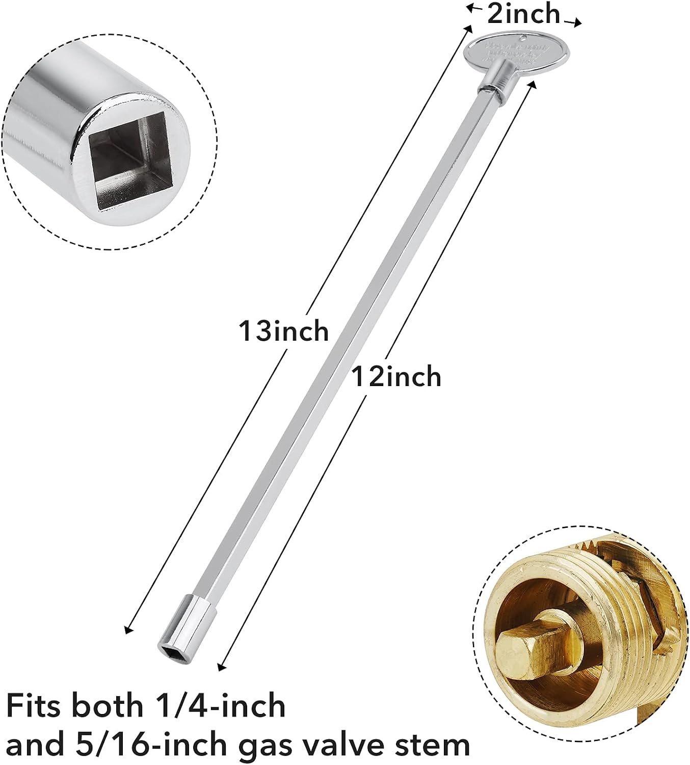 Llave universal válvula gas 12" comp 1/4 y 5/16 cromo