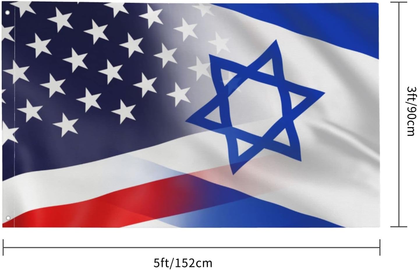 Bandera Israel y EE.UU. 3x5ft color vivo resistente UV