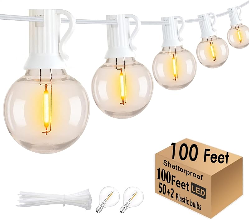 Guirnalda luces blancas exteriores 100ft 52 bombillas G40