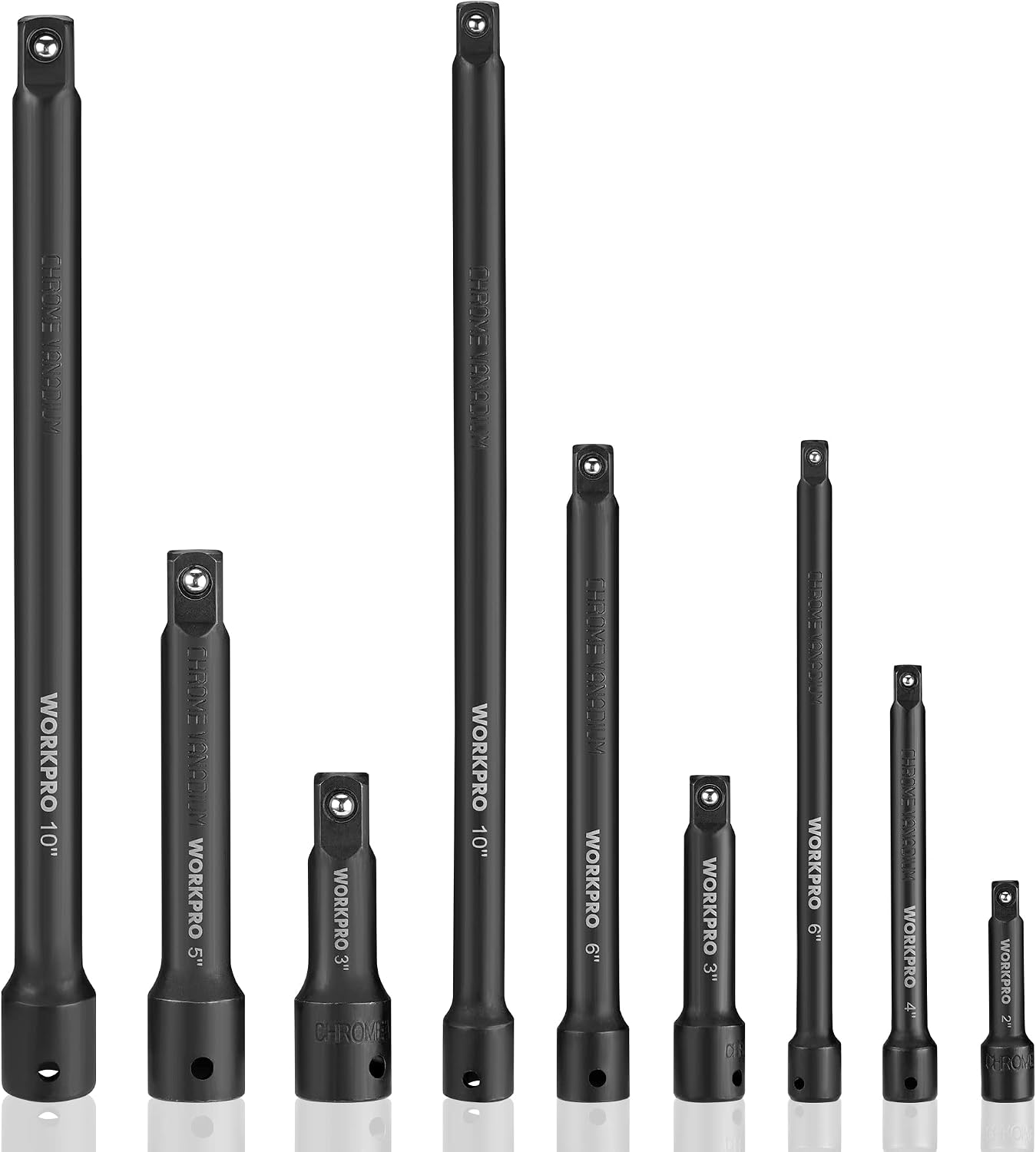 Set 9 Pzas Barras Extensión Destornillador Acero Cromo