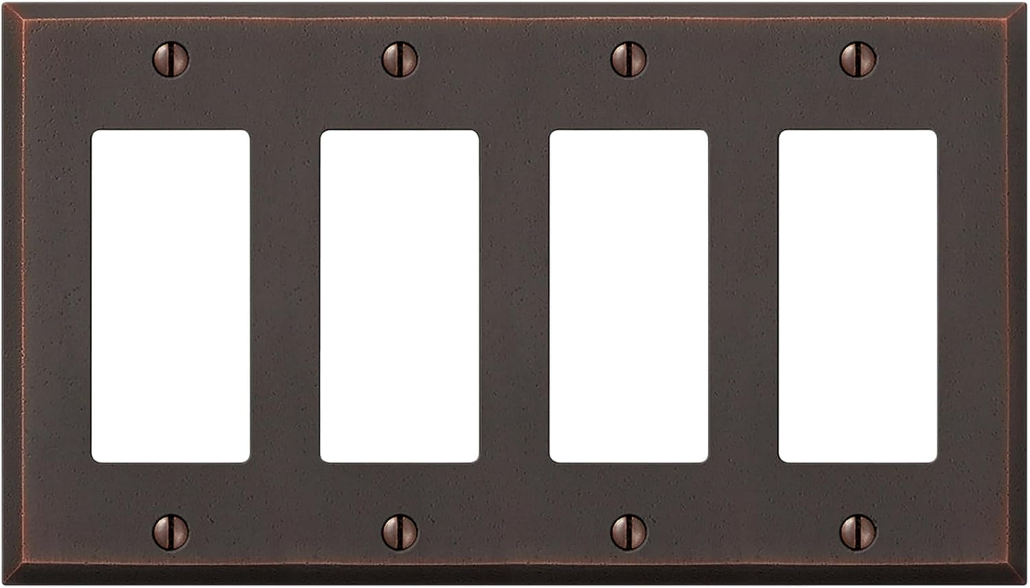 Placa pared metal fundido cuádruple palanca bronce envejecido