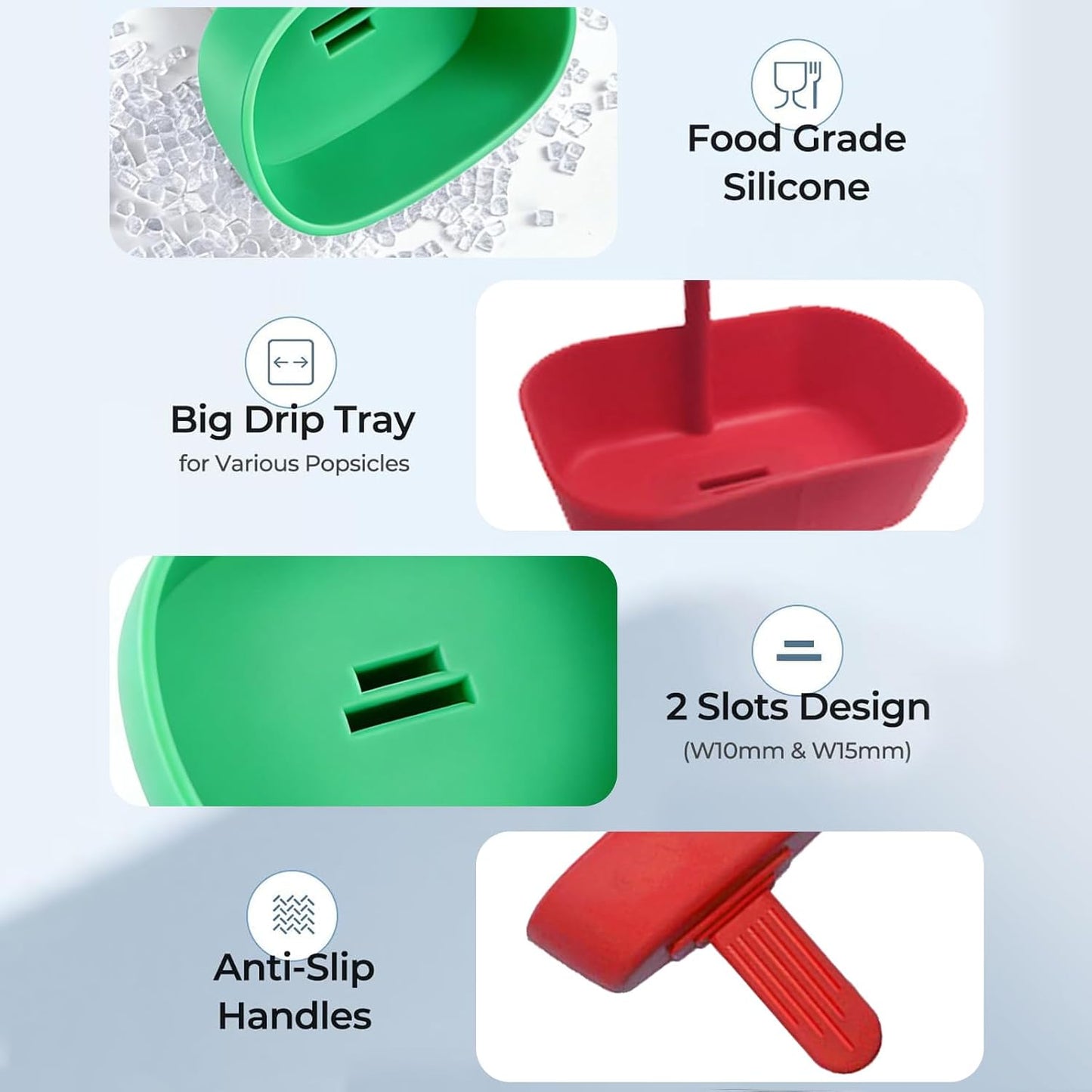 8 Soportes Paletas Niños Silicona Reutilizable Popote Integrado