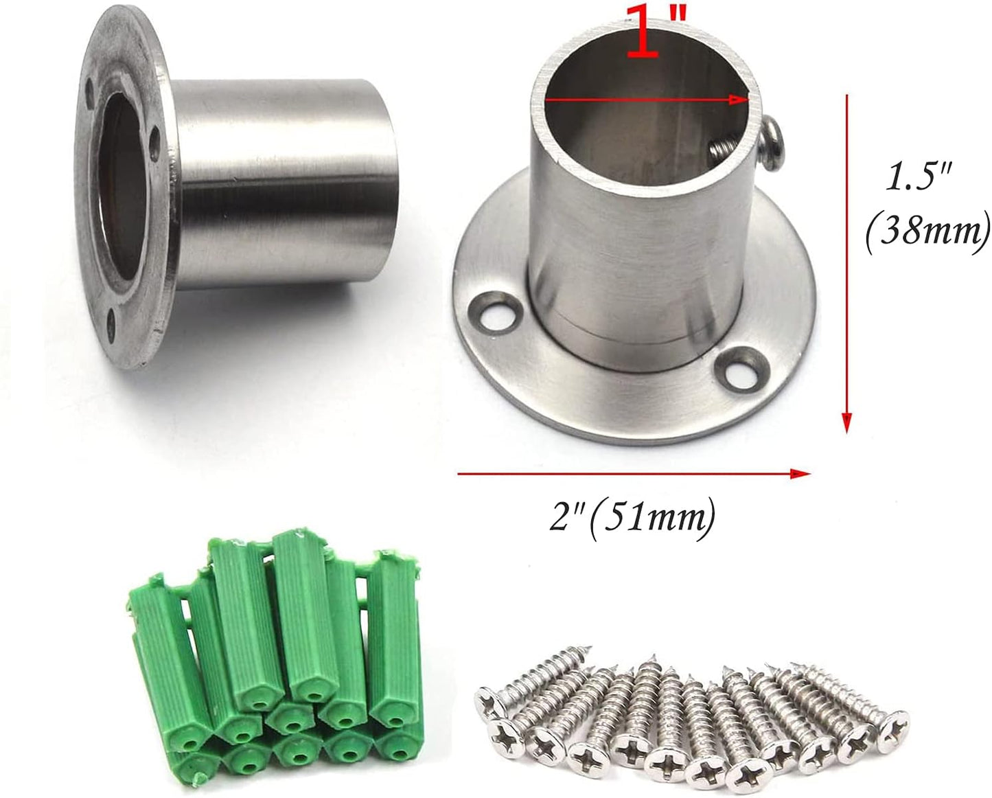 Brida acero inox 1" soporte enchufe ajustable set 4