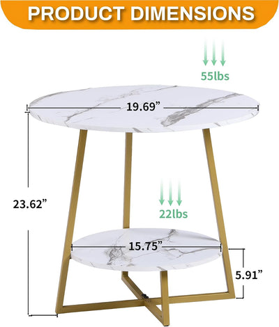 Mesa auxiliar redonda 2 niveles madera para sala