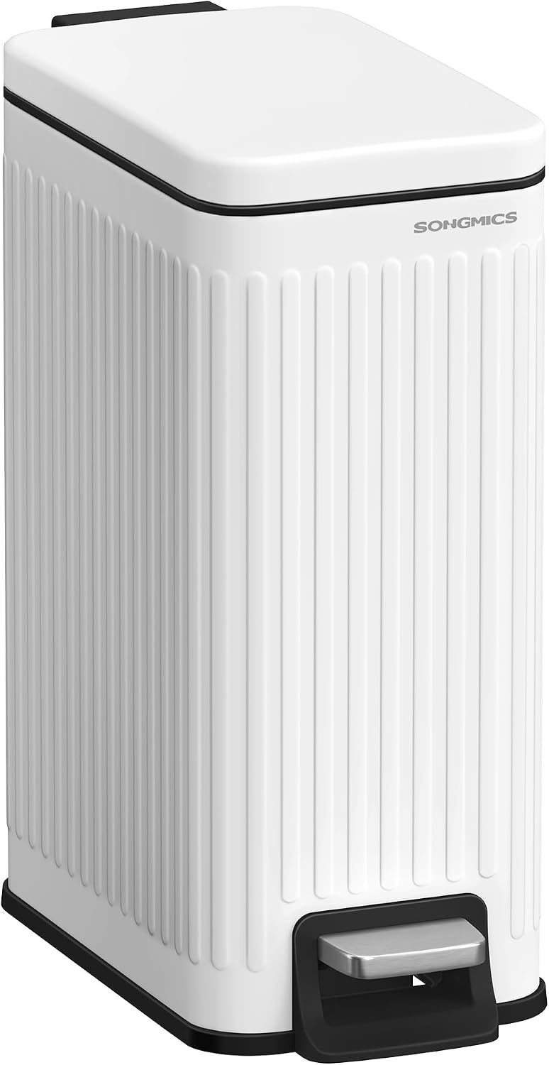 Basurero baño 6L acero inox cierre suave blanco